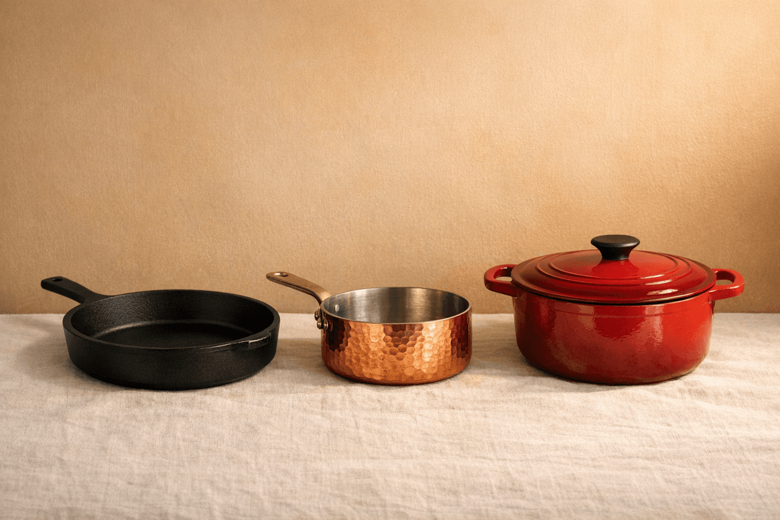 A curated lineup of three pans