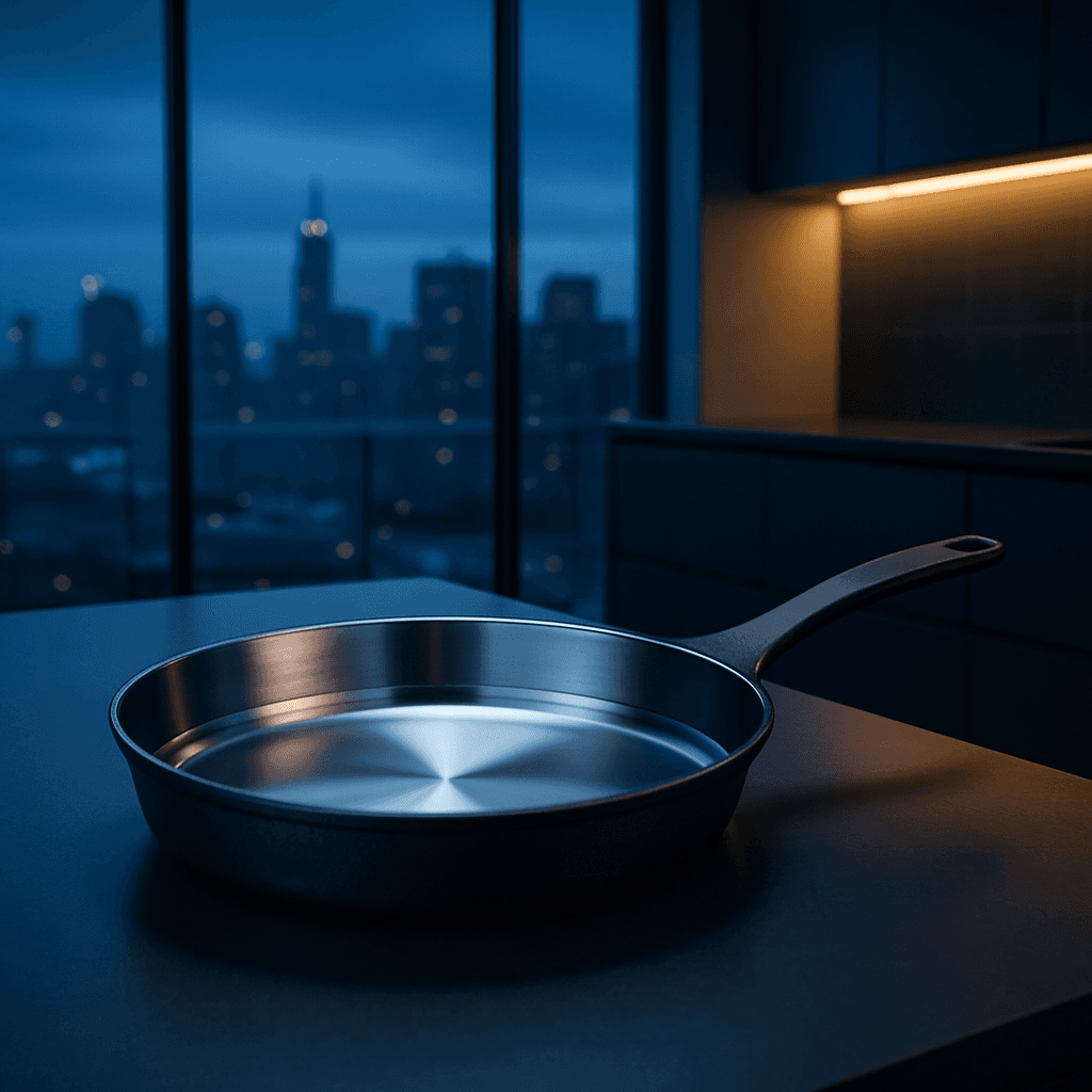 modern kitchen at dusk